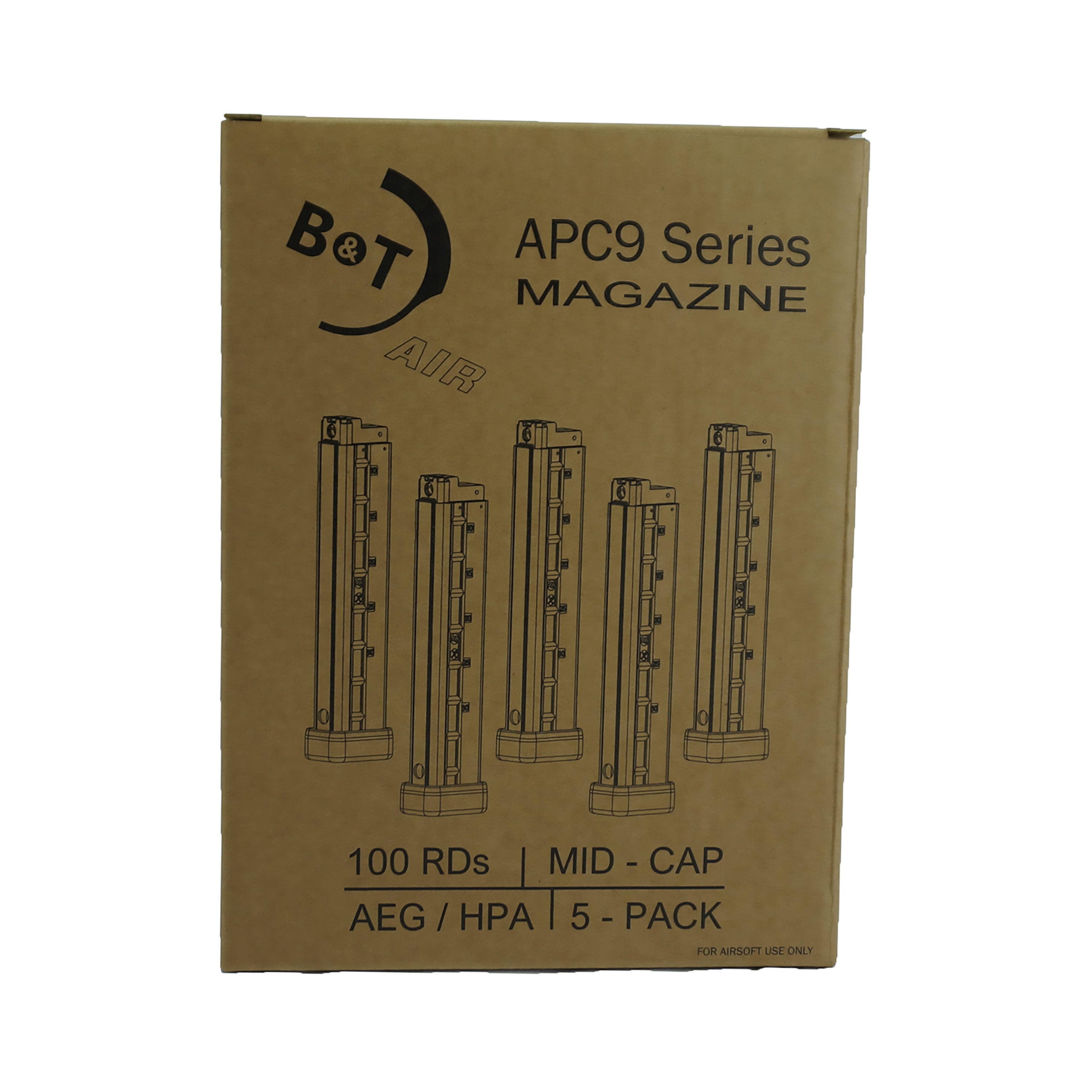 B&T Air APC9 AEG / HPA Magazine – 100rd (Box of 5)